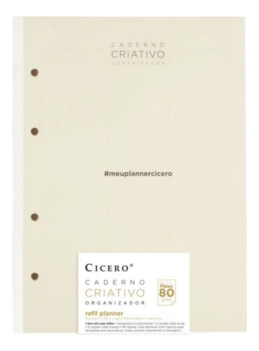 Refil Caderno Argolado Cicero Planner Semanal Notas 17x24cm