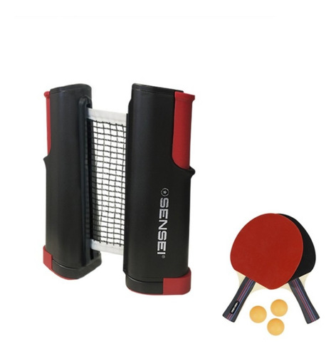 Imagen 6 de 7 de Set De Ping Pong Sensei Instant Kit Red + 2 Paleta + 3 Bolas