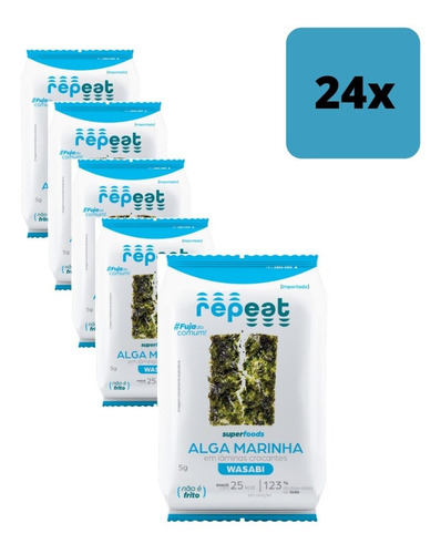 Kit 24 Unidades Snack De Alga Marinha 05g Wasabi