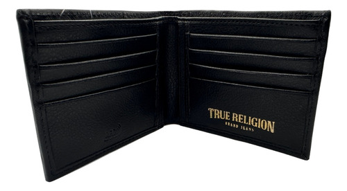 Cartera True Religion Original Nueva Hombre Billetera Genuin Negro Liso