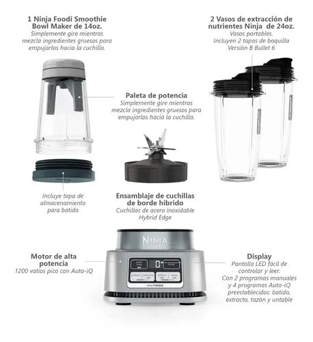 LICUADORA NINJA FOODI Smoothies y Nutrientes Características ℹ️ - 1200W -  14 Onzas - Cuchillas de borde híbrido - 6 programas para…