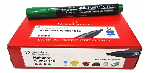 Marcador Faber-castell 54e Verde Permanente Biselada X12 Uni