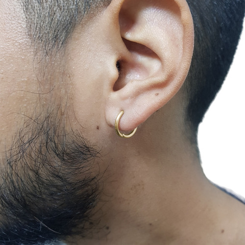 Par Aretes Argolla Pendiente Acero Dorado Delgado Aro Unisex