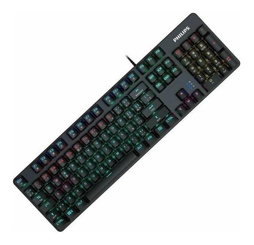 Teclado gamer Philips SPK8401BQM QWERTY inglés US color negro con luz RGB