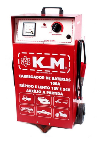 Carregador De Baterias 100ah 12v Bivolt Km Kme100-1b