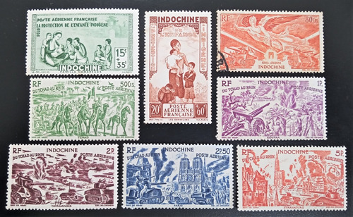 Indochina, Lote 8 Sellos Aéreos 1942-1946 Nuevos L18666