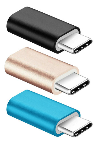 Set 3 Pcs Adaptador Usb Tipo C A Micro Usb Convertidor F-001 Color