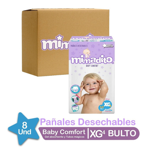 Pañales Mimadito Baby Comfort Talla Xg Bulto 8 Und