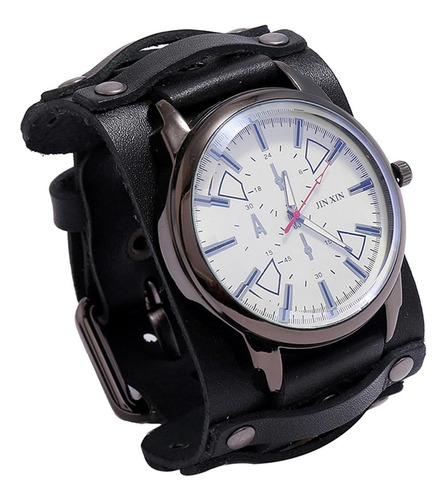2 Uds., Reloj Con Puntero Punk Retro, Correa Ancha De Cuero,