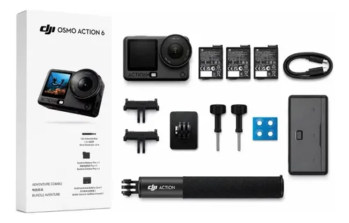DJI Osmo Action 6 Combo Adventure, câmara de ação com sensor quadrado de 1/1.1 polegadas, abertura variável, resistente ao frio, bateria de 4 horas, câmara de ação 4K ideal para uso diário - DJI218
