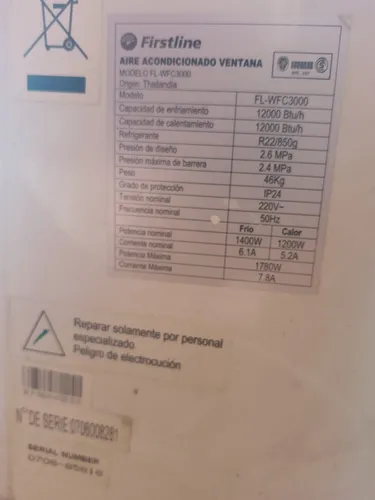 Aire Acondicionado Ventana Frio/calor Firstline Fl-fwc3000 (Usado)