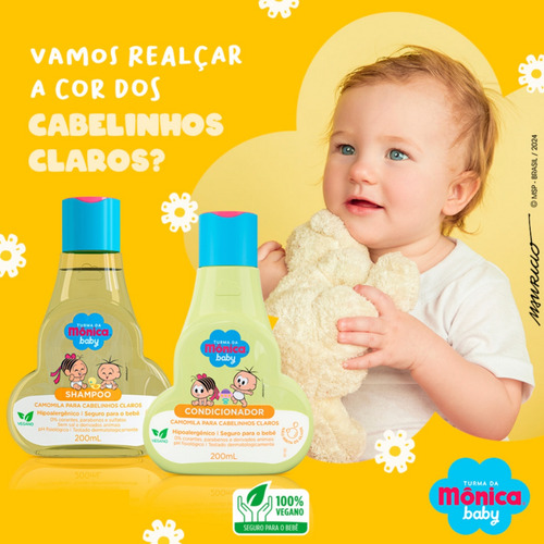 Shampoo + Condicion Cabelo Claro Infantil Bebê Turma Monica