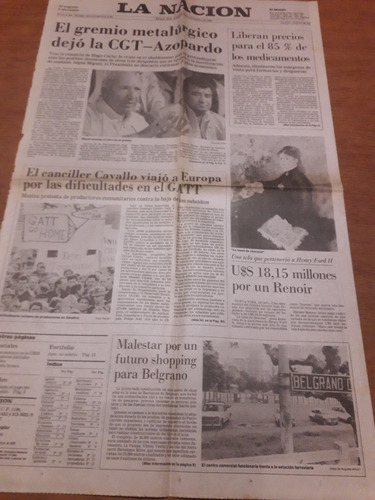 Tapa Diario La Nación 14 11 1990 Metalúrgicos Cgt Curto 