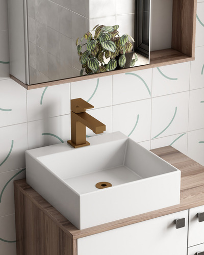 Cuba Apoio Mármore Sintético 37x35 Cubo Branco Cozimax