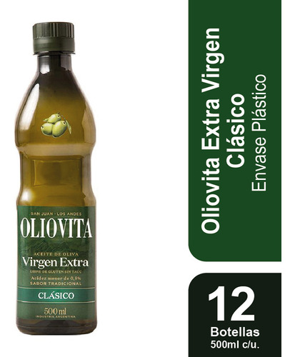 Aceite De Oliva Virgen Extra Oliovita Botella 500ml Pack X12