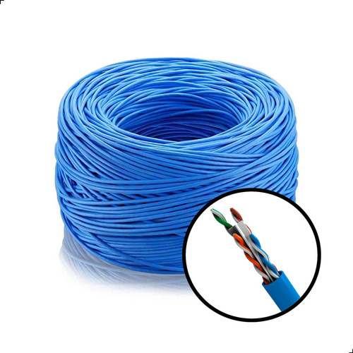 Cabo De Rede Lan Cat6 305 Metros Azul 100% Cobre