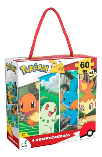 4 Rompecabezas Pokémon 60 Piezas Juguete Didactico