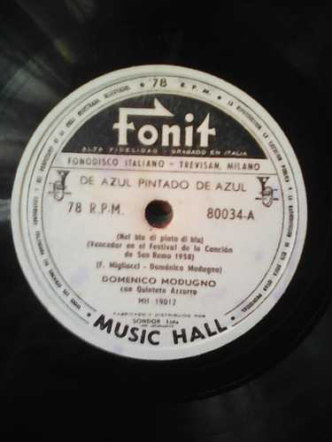 Disco Simple Para Vitrola / Domenico Modugno / Fonit 1958 