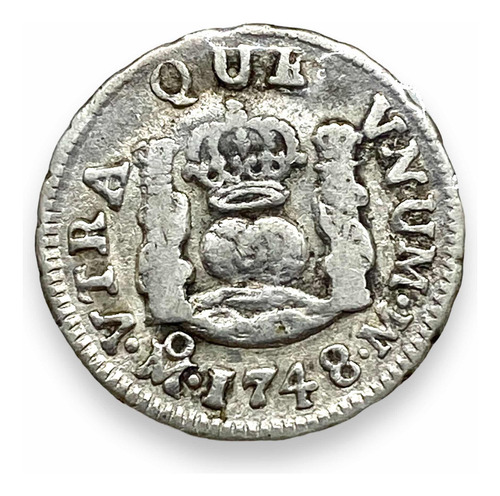 Wow Moneda De México Plata 1/2 Real Columnaria Del Año 1748 (Usado)