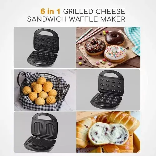 Maquina 6 En 1 - Waflera Sandwichera Grill Donas