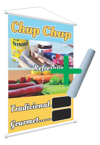 Banner Pronto Propaganda Comércio Loja Faixa Temas + Giz Cor Chup- Chup