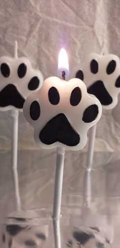 Velas Cumpleaños Huellitas De Perrito. 10 Unidades.