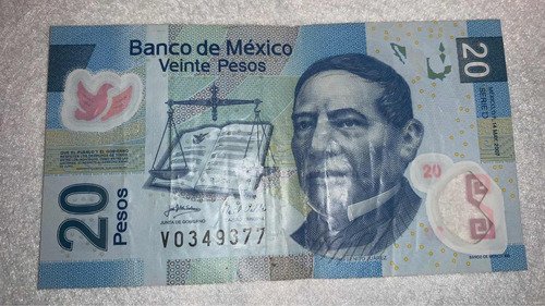 Billete De 20 Pesos Mexicanos Benito Juarez