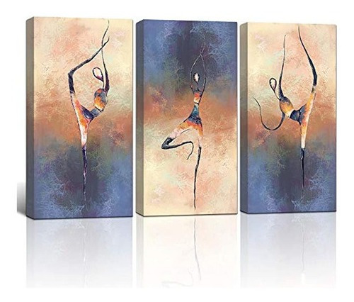 Pintura Abstracta De Yoga Moderna Grande De 3 Piezas