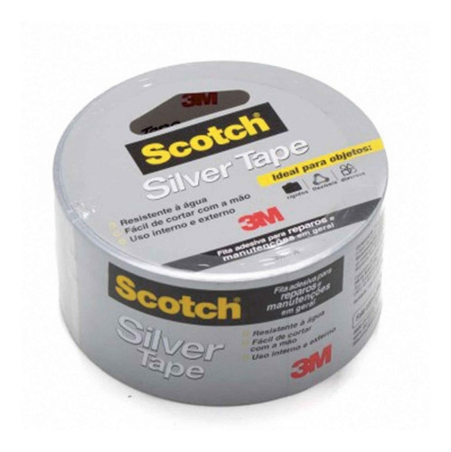 Fita Adesiva Silver Tape 45mmx5m Scotch Cinza 3m Resistente