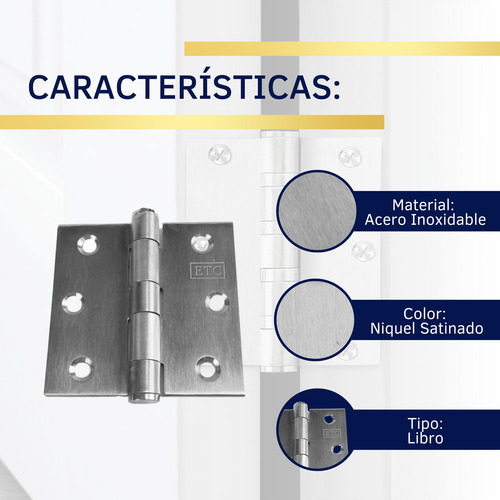 Bisagra Cuadrada Inox 4-1/2 X 4-1/2 (pack 2 Pz ) ***