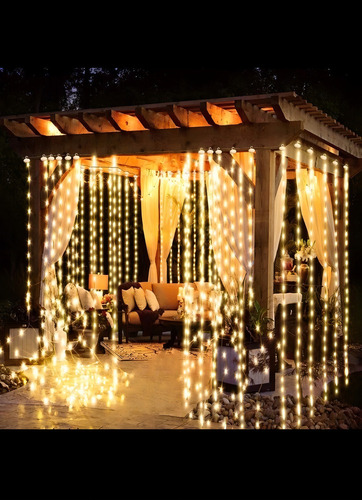 Acortina Led Solar Cascada Navidad 3x2 Calidas