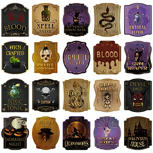 80 Pcs Creepy Halloween Animal Apothecary Bottle Labels...