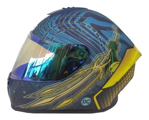 Casco Edge Integral Dc Aquaman Mate Cerrado Certificado Color Azul/Amarillo Tamaño del casco XL