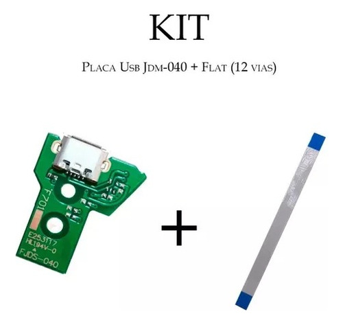 Kit 2 Placa Usb Controle Ps4 Jds-040 + 2 Cabo Flat 12 Vias