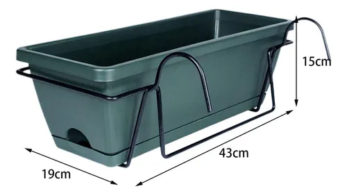 Macetero Colgante Para Balcón Y Cerca, Soporte Verde Oscuro