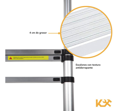 Escalera Telescopica De Aluminio Plegable 4.7 M 12 Escalones Retráctil Multiusos Extensible Kingsman