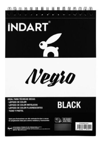 Sketchbook Indart Black Block Con 40 Hojas Negras 21x29.7cm