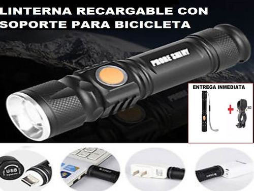 Linterna Bicicleta Recargable Usb Incluye Soporte 3000 Lumen