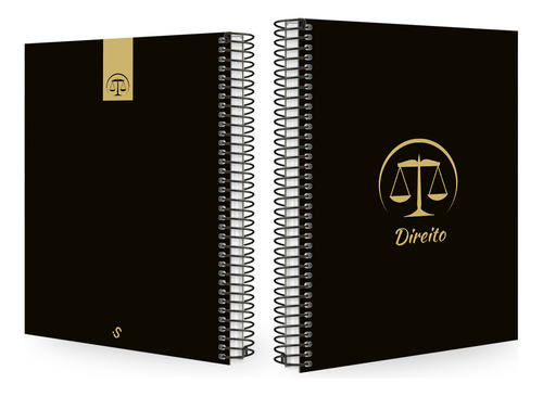 Caderno Universitário Profissões Preto E Gold 15 Matérias Cor Direito