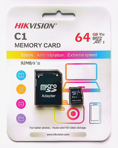 Cartão de Memória Micro SDXC Hikvision 64gb Class 10 Hs-tf-c1