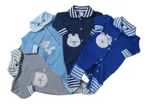 Comprar Kit 4 Peças -macacão De Bebe Suedine Pé Reversível Bordado 