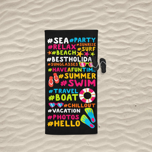 Toalla suave para piscina y playa, 140 x 70 cm, estampado 07 Hashtag
