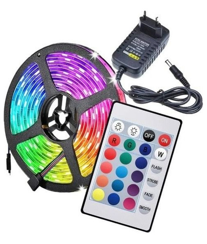 Fita Led 5m Ultra Rgb 3528w Prova D'agua + Fonte + Controle