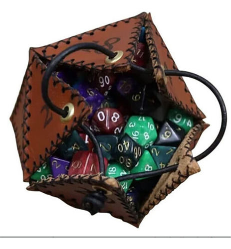 Bolsa De Cuero Para Dados D20, Monedero, Bolsa De Cuero Con