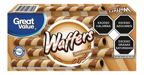 3 Pza Galleta Great Value Waffers En Forma De Barquillo Con
