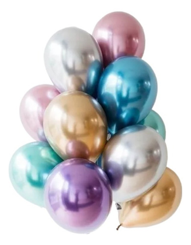 Globos Bombas Látex Cromados Espejo  R12 X10 Unidades 