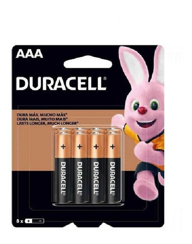 Pilha Duracell Alcalina Aaa Com 8 Unidades Mn2400b8