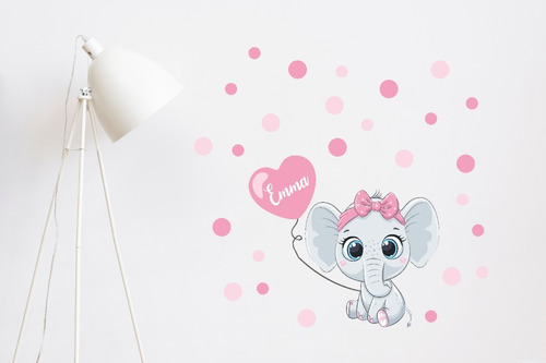 Vinilo Infantil Decorativo Elefante Con Lunares 95x 95cm