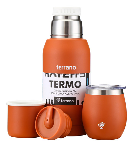 Set Termo 750ml + Mate Acero Termico. Bombilla Regalo. 