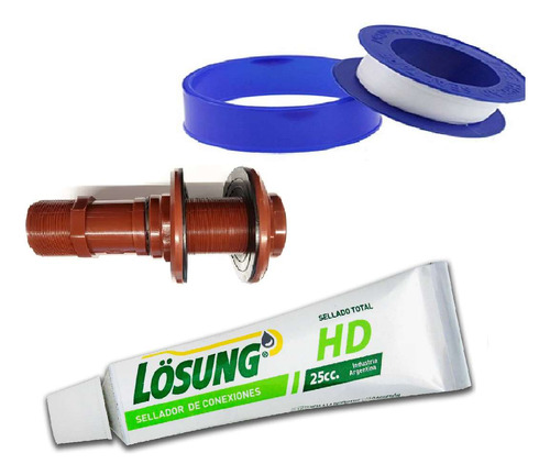 Combo Conexion Brida De 3/4 Roscado + Sellador + Teflon P